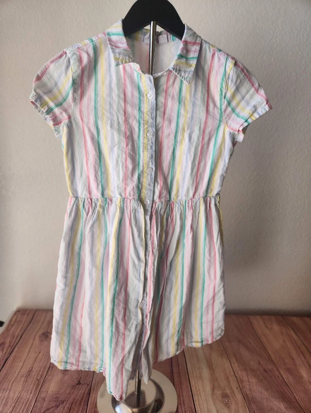 Gap Kids Pastal Striped Button Down Dress Size 14/16